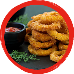 Delicious, freshly fried onion rings!